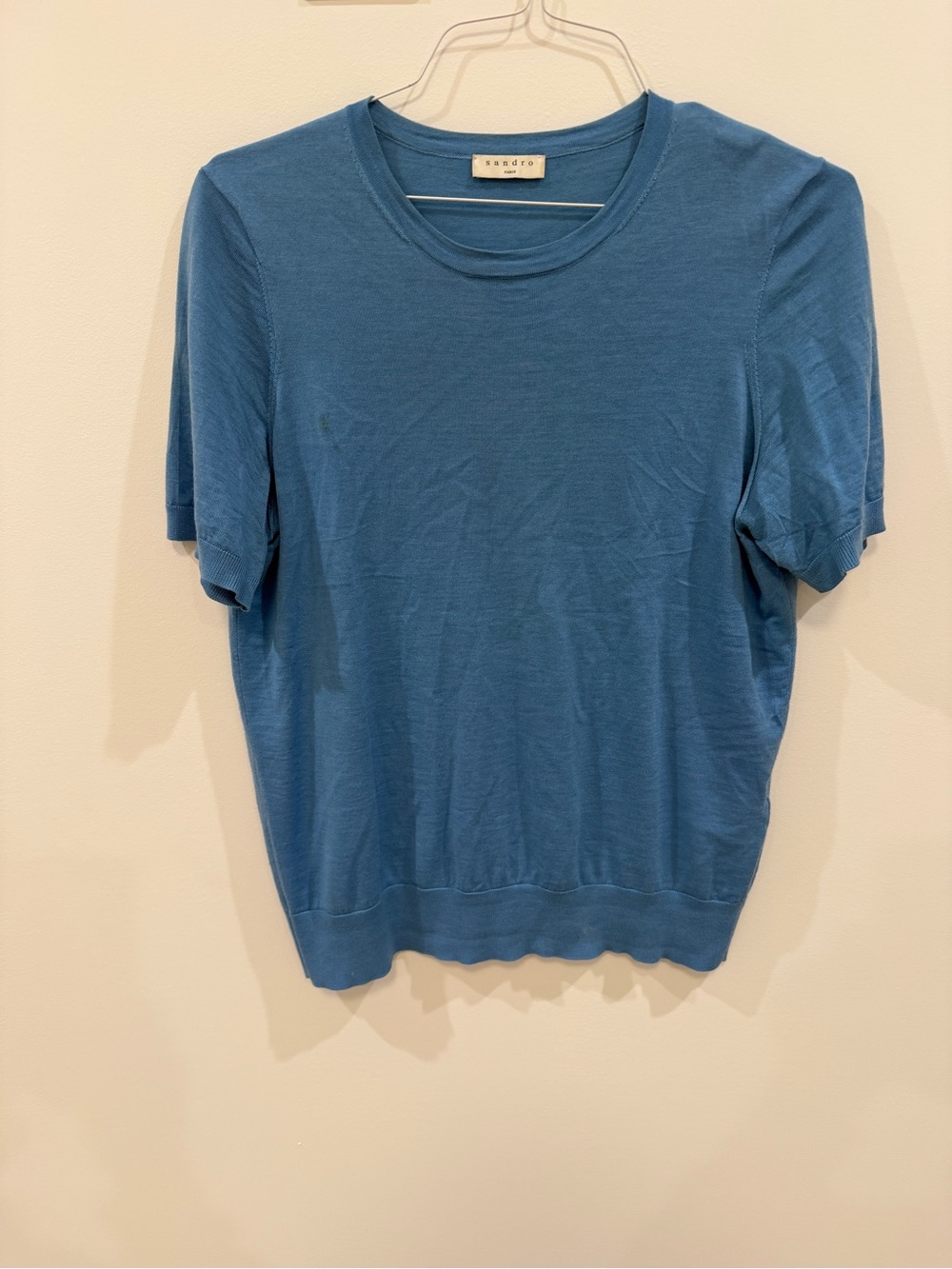 Sandro Teal Crewneck Short-Sleeve Knit Top